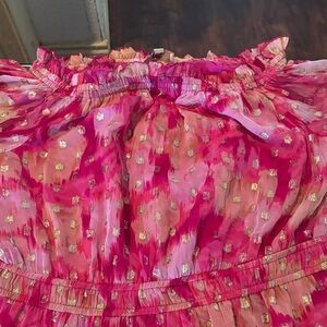 LOFT Pink and Gold Maxi Dress